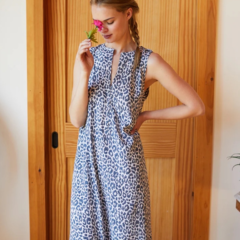 Emerson Fry - Sleeveless Caftan - Charcoal Leopard- ML- NWT